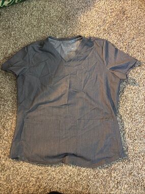 Fabletics Women's Gray V-Neck Scrub Top and Bottoms